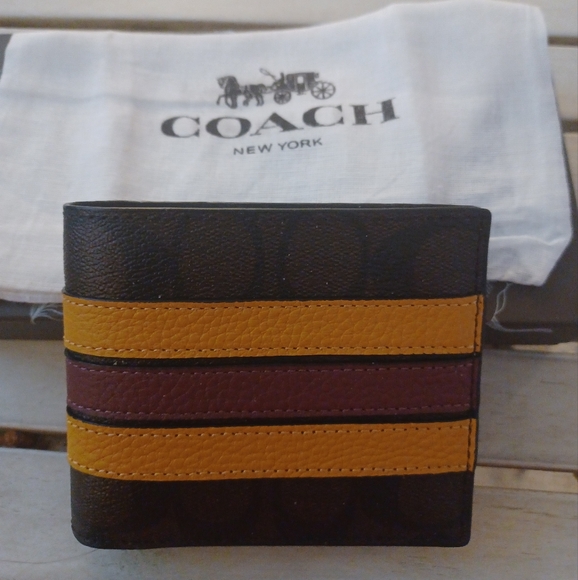 COACH MENS NWT 3 IN 1 Pebbled leather WALLET WITH DUST BAG - Picture 3 of 11